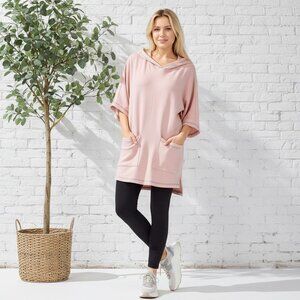 Pink Reverse Stitch Soft Hoodie Tunic